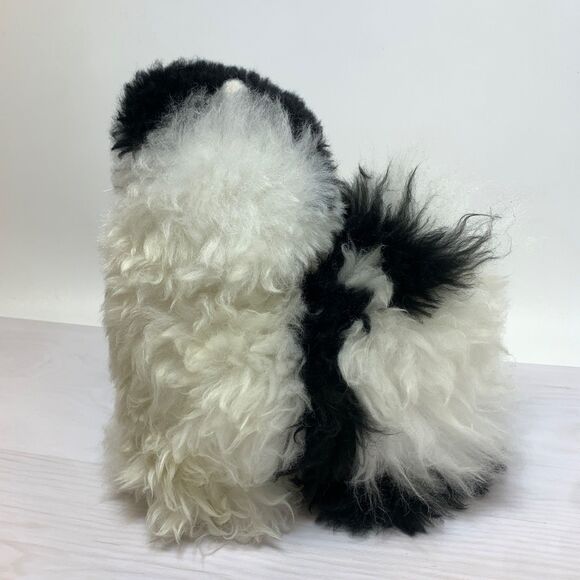 Real Alpaca White Black Plush Stuffed Animal Llama with Natural Fur - Picture 2 of 9